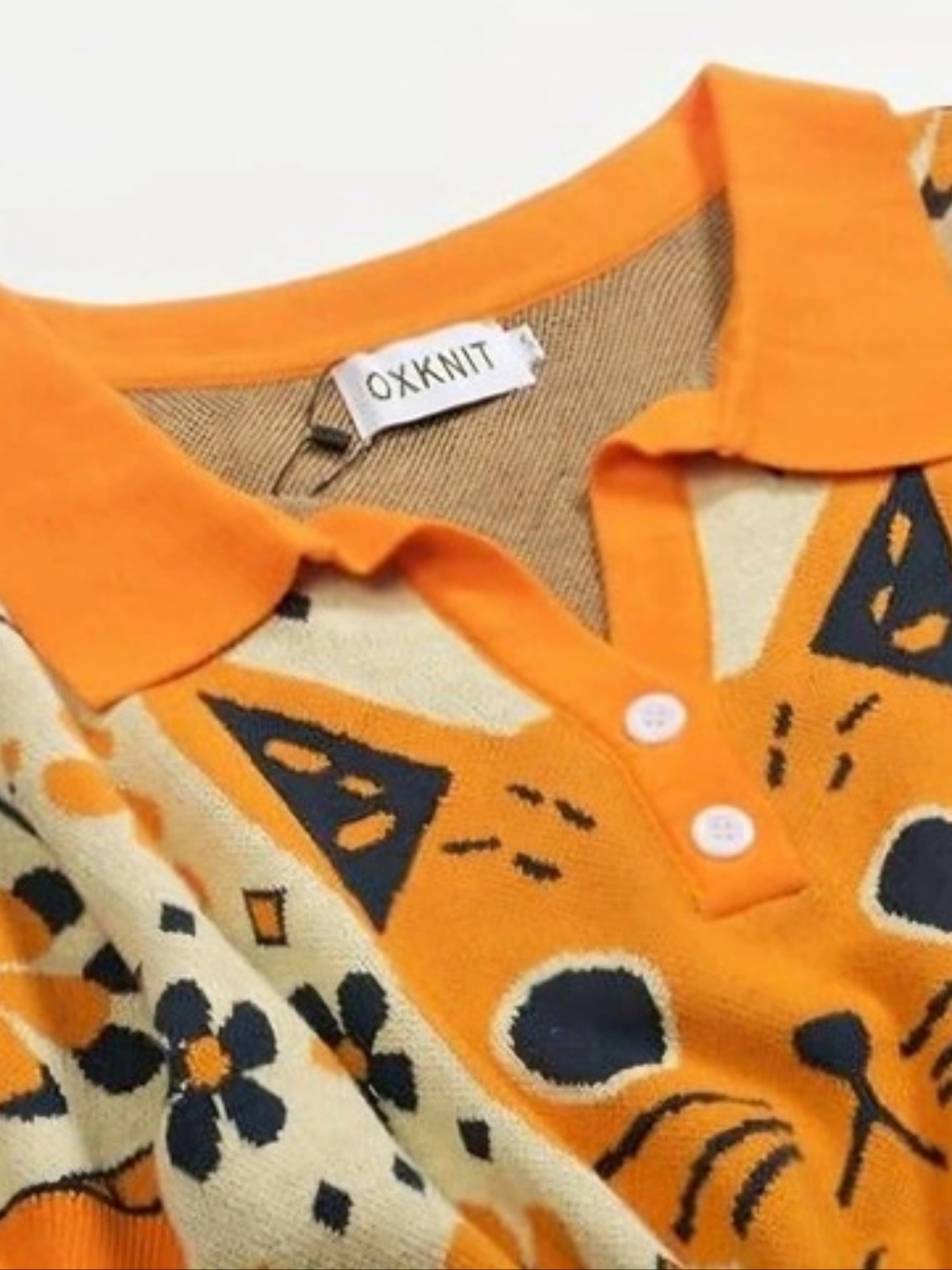 Woman Knit Blouse Polo Retro Look 100% Cotton 3x - Picture 5 of 15